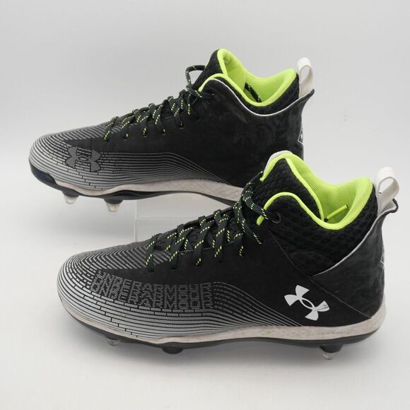 Under Armour Men's 11 UA Highlight Hammer 2.0 MC Football Cleats Black White - Picture 1 of 7